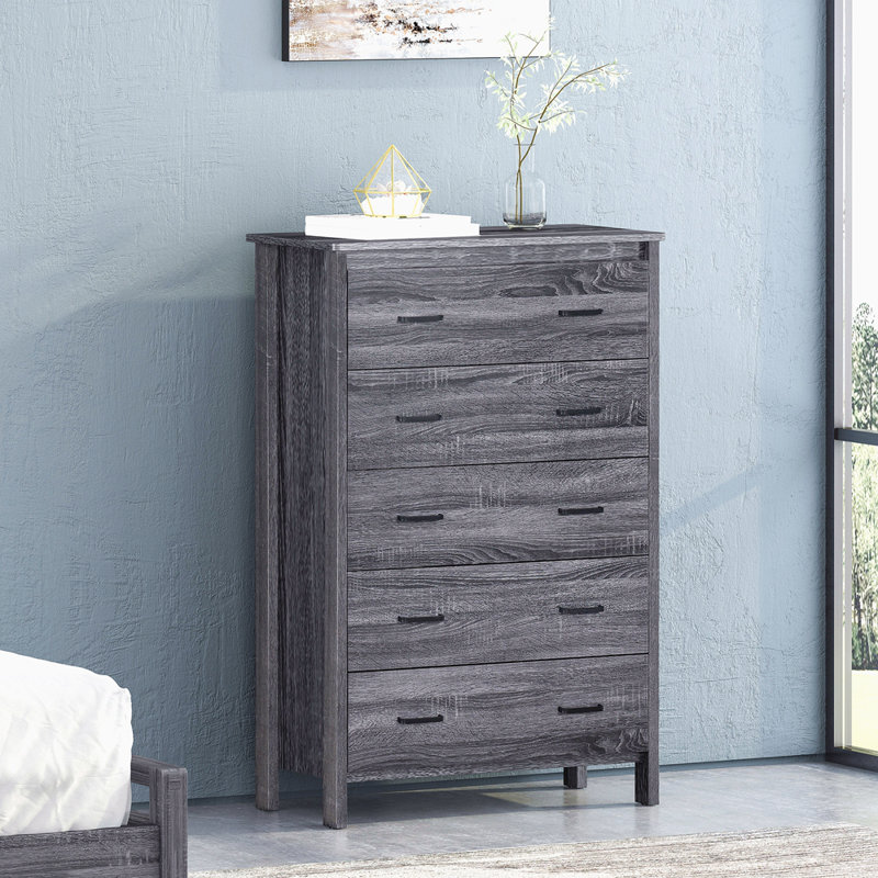 Commode 5 tiroirs Toolless, Gris
