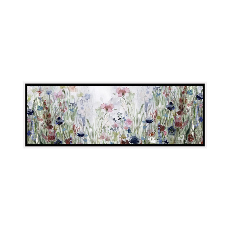 «Wildflower Fields On Canvas» par Carol Robinson, reproduction, Cadre blanc, H 20 po x l 60 po x P 1,5 po