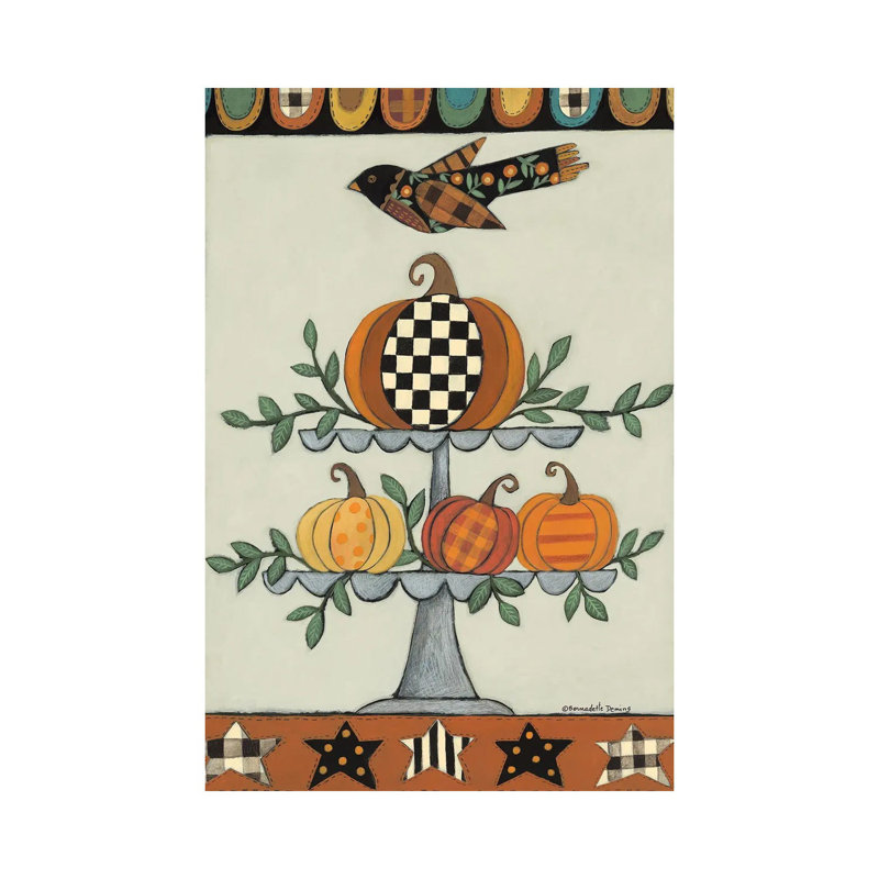 Deux niveaux de citrouilles à motifs - reproduction d'art murale - toile tendue