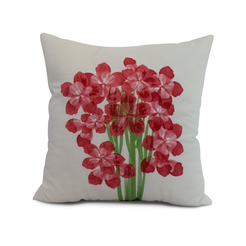 Nantucket Floral Reversible Throw Pillow, Red, 18" x 18"
