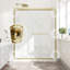 60 po X P 72 po Porte de douche coulissante double H, cadre doré brossé, 1/4 po Verre trempé avec membrane antidéflagrante-125772080