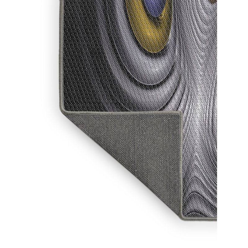 Tapis noir/gris tissé à la machine, Rectangle 3 pi x 5 pi