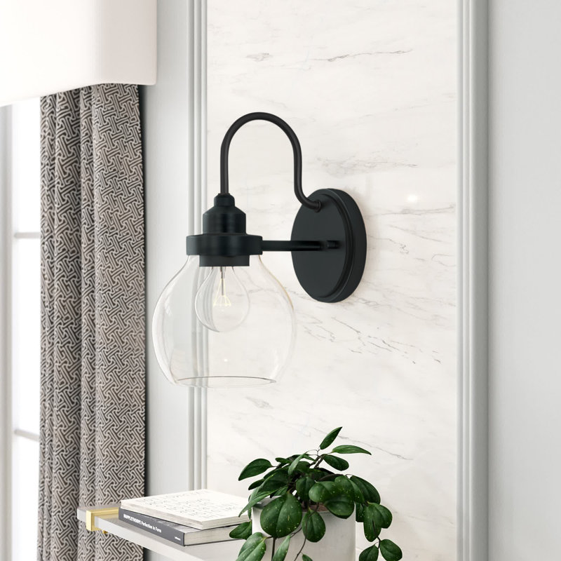 Brekke Glass Armed Sconce, Black