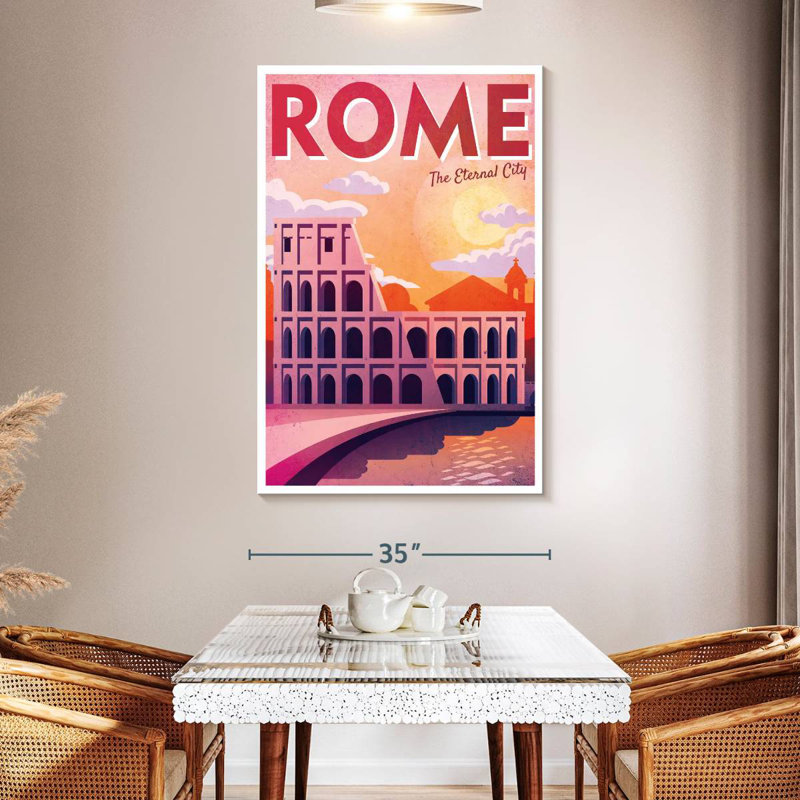 Affiche rétro de Rome, Rome, H 51 po x l 34 po