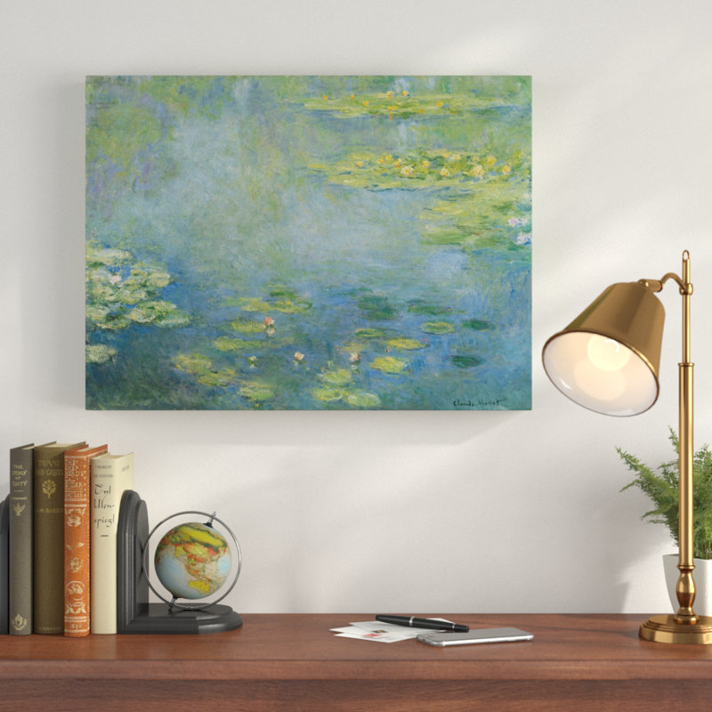« les nymphéas » par claude monet, reproduction de peinture à l’huile sur toile tendue, H 14 po x l 19 po x P 2 po