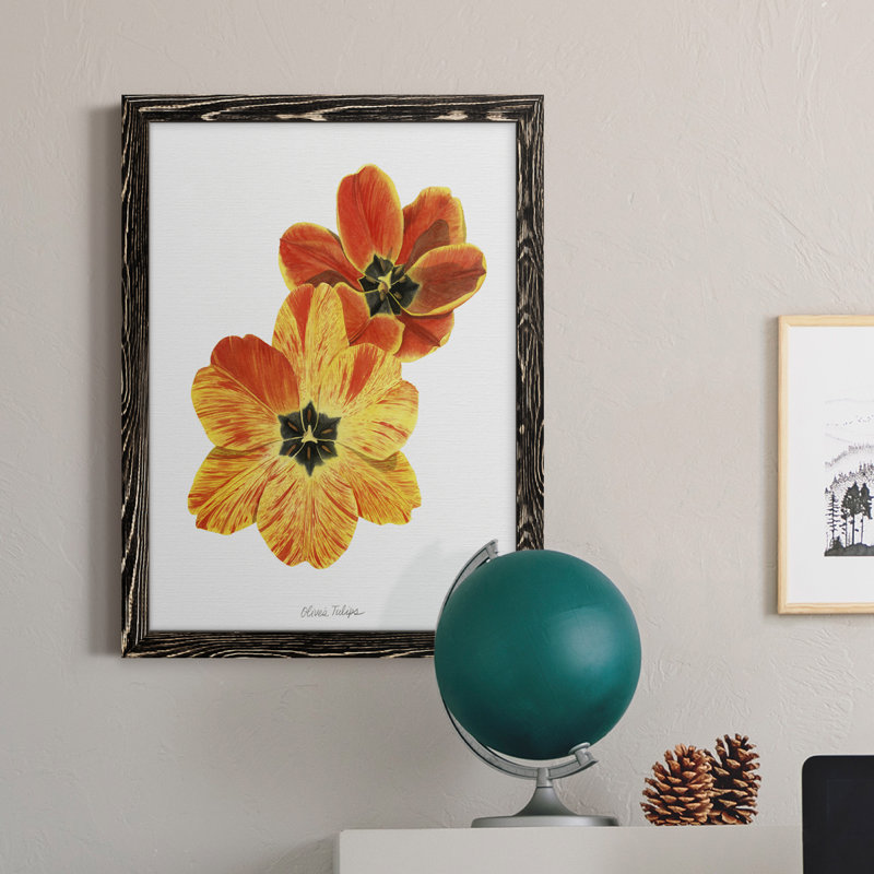 Toile encadrée de qualité supérieure Olive's Tulips II - prête à être accrochée, H 20 po x l 17 po x P 1 po, Noir