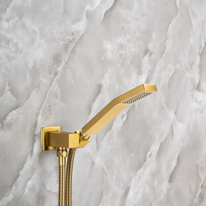 Complete Shower System with Rough-in Valve, Brushed Gold