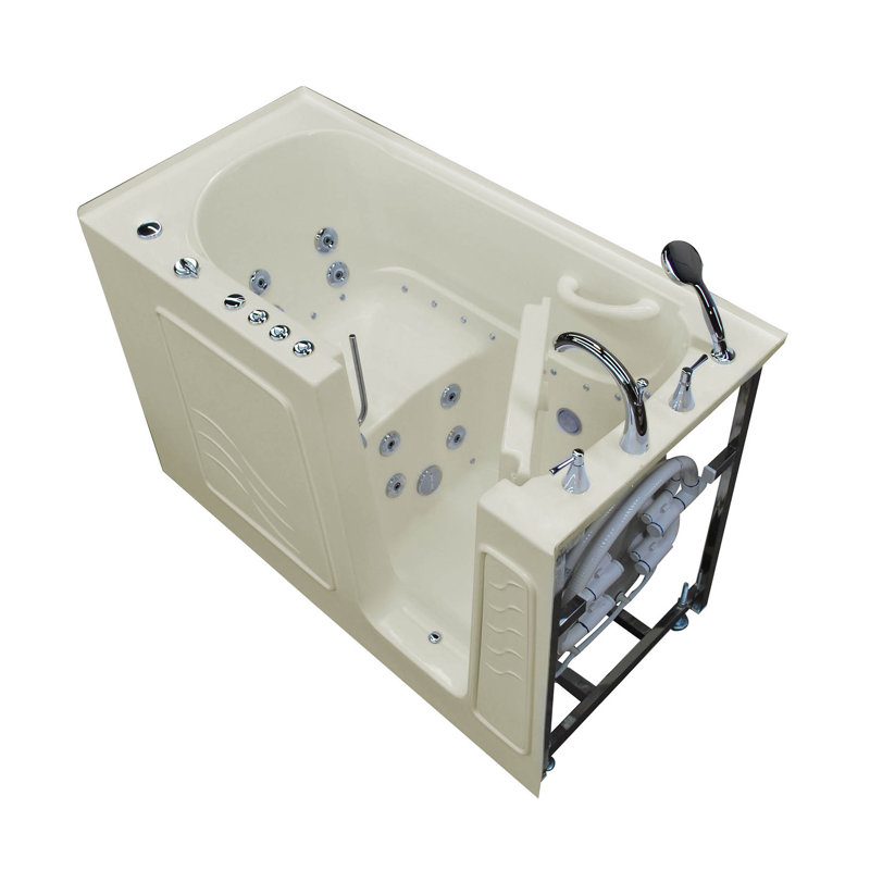 Tucson 60'' x 30'' Fiberglass Bathtub with Faucet, Biscuit, Right