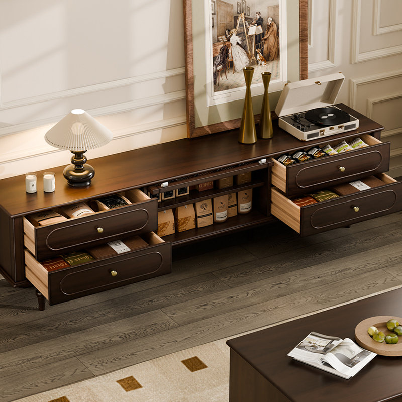 Retro style solid wood TV cabinet
