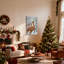 Ensemble de 3 impressions sur toile de rennes de Noël qui courent dans la forêt enneigée-1436447717