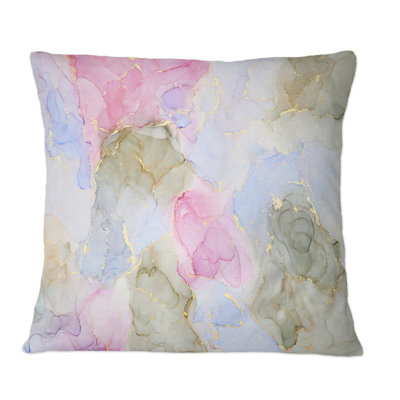 Mauve et bleu luxe abstrait Art fluide VI - Coussin décoratif imprimé moderne