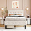 Lit simple tapissier beige avec 2 tiroirs - Strong & Style Design