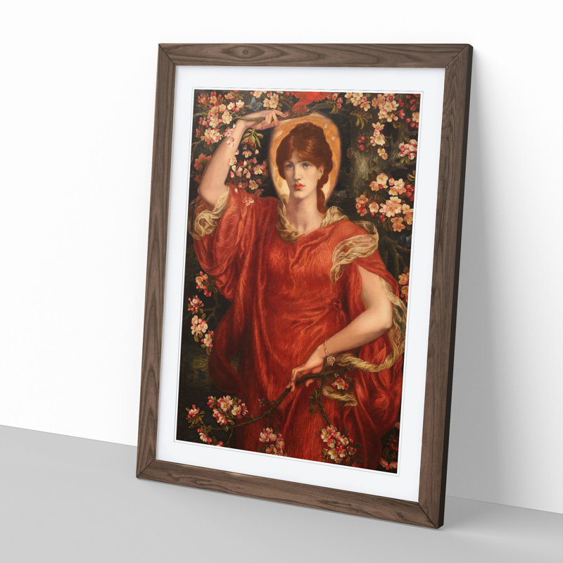 A Vision of Fiammetta by Dante Gabriel Rossetti - Picture Frame Painting, 48cm H x 36cm W x 2cm D, Walnut Framed