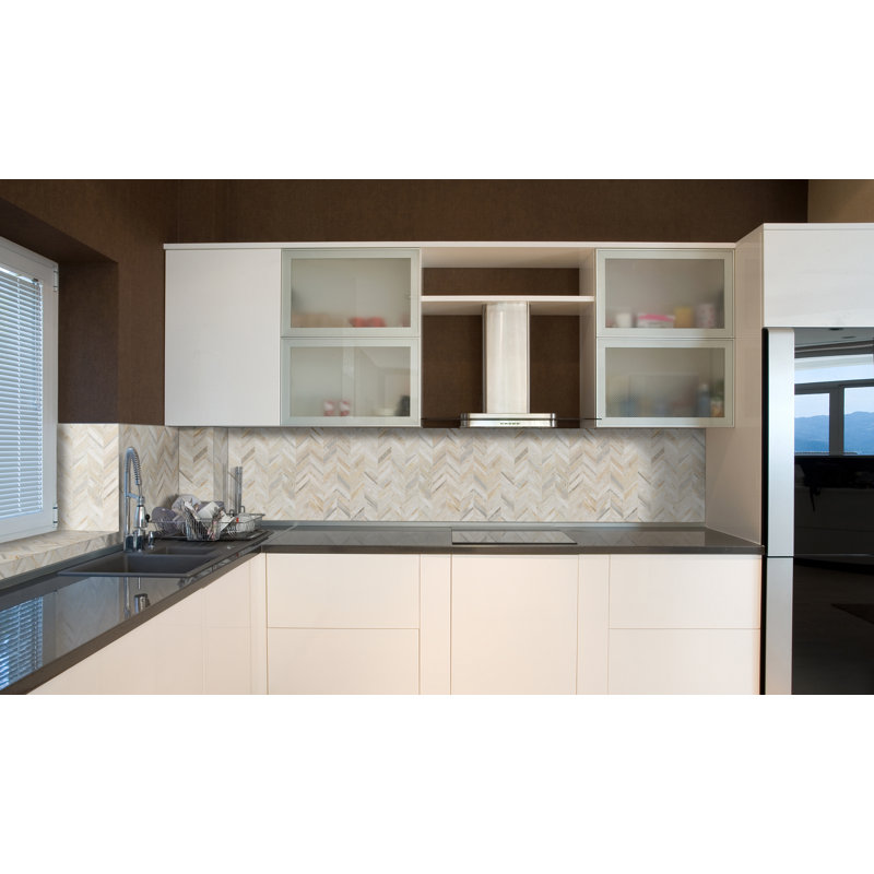 Selene Oro Chevron 12 in. x 12 in. Honed Marble Mosaic Floor and Wall Tile