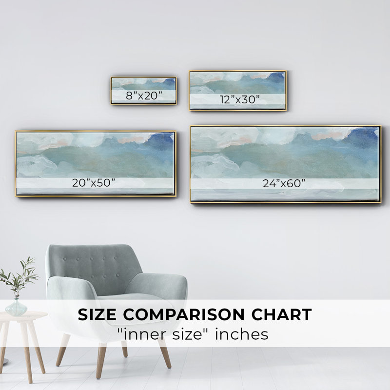 Cerulean Clouds I- Framed Canvas, 24" H x 60" W