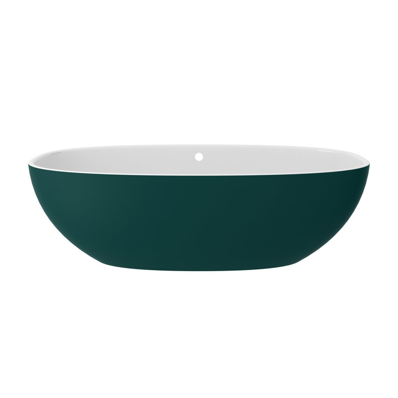 Barcelona Freestanding Soaking Bathtub, Blue Green, 70" L x 34" W