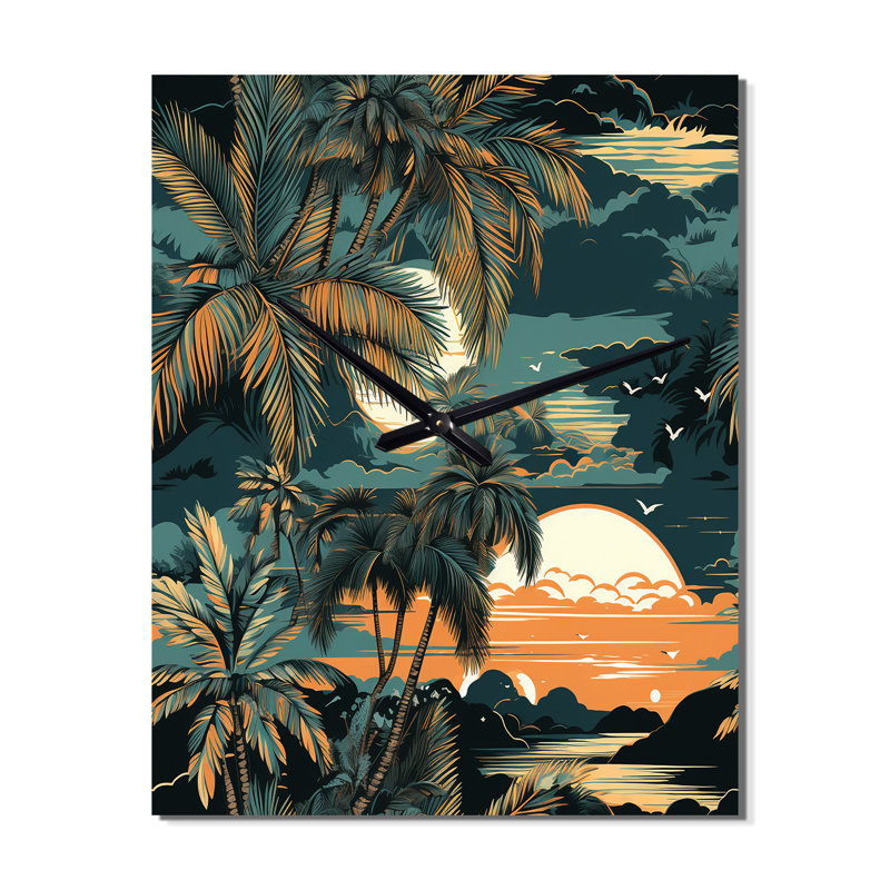 Jamaury - Horloge murale moderne tropicale, H 40 po x l 10 po x P 1 po