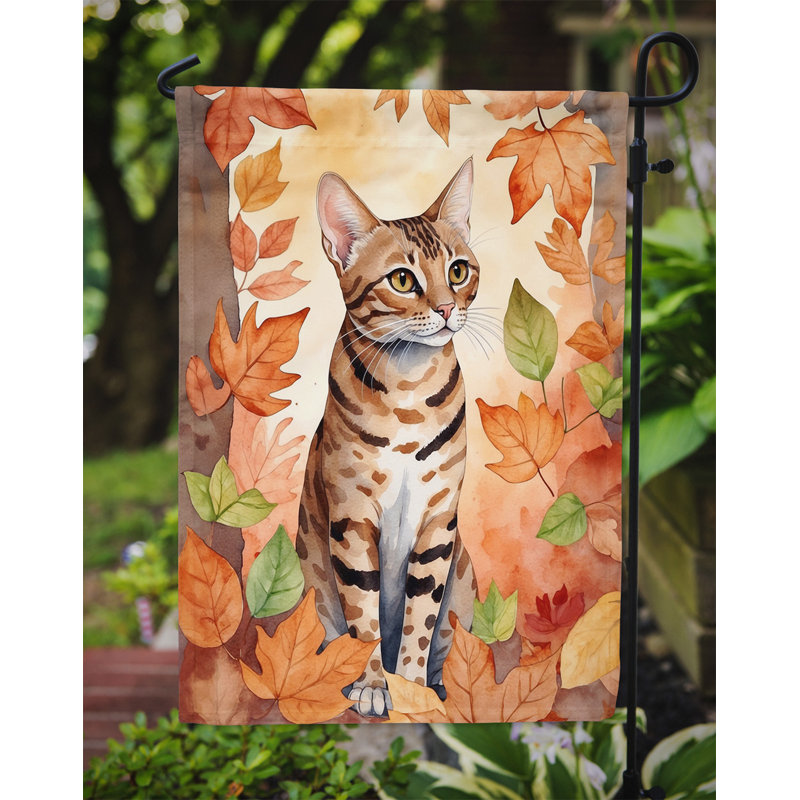 Chat en feuilles d'automne drapeau de jardin, Oci