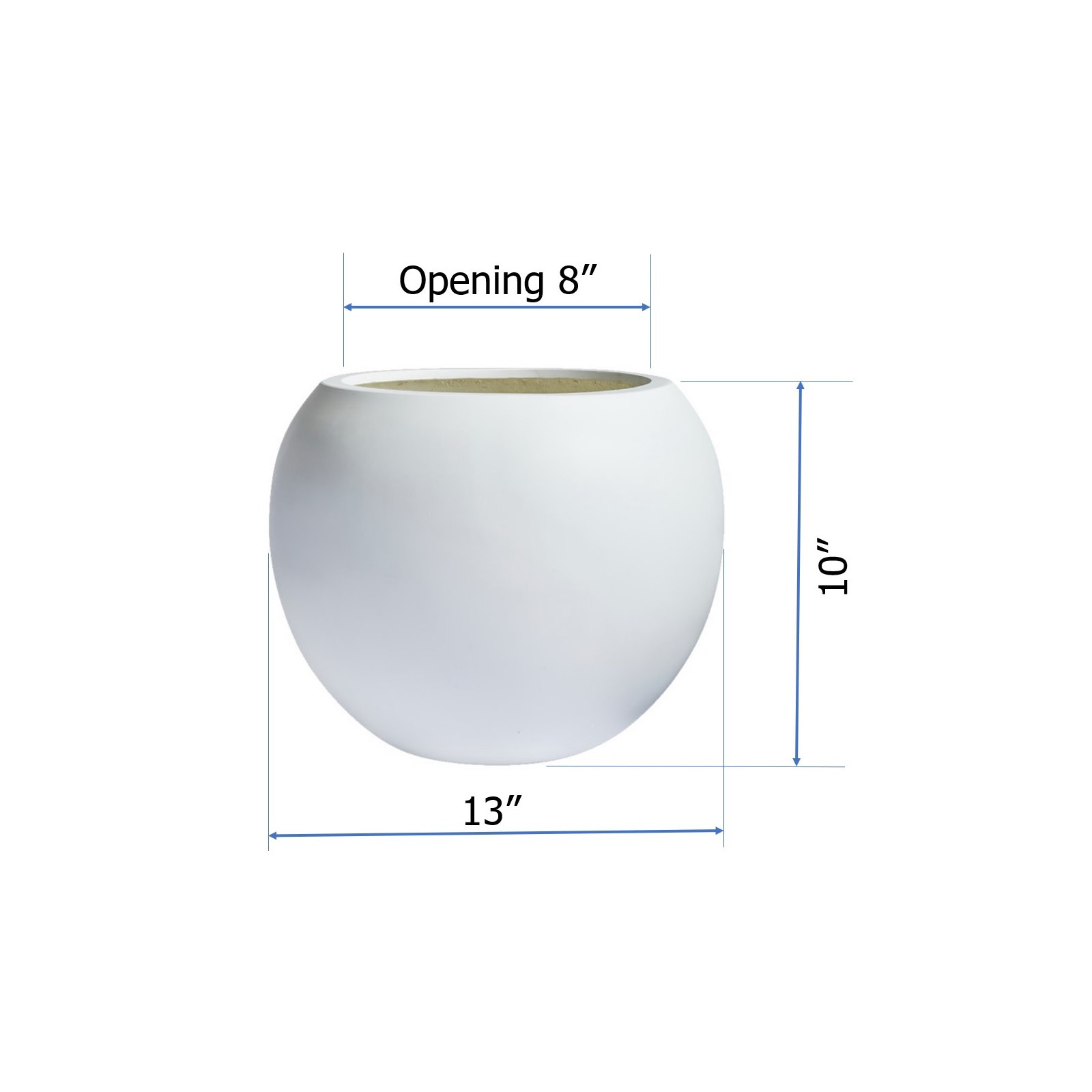 Dorlis Fiberstone Pot Planter, White, 10" H x 13" W x 13" D