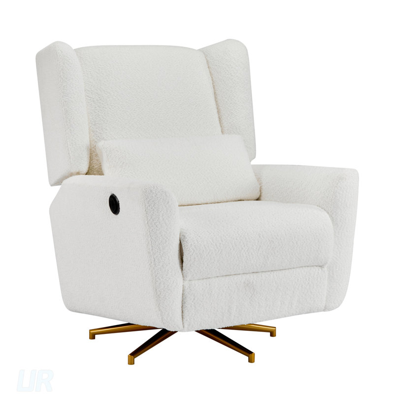 Fauteuil inclinable électrique pivotant à 360 °, rembourré Boucle et base dorée 5 étoiles pour une détente moderne