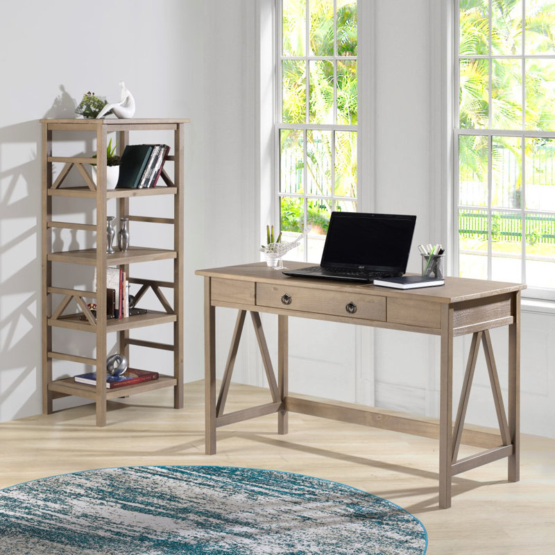 Gable Solid Wood Writing Desk, Grey