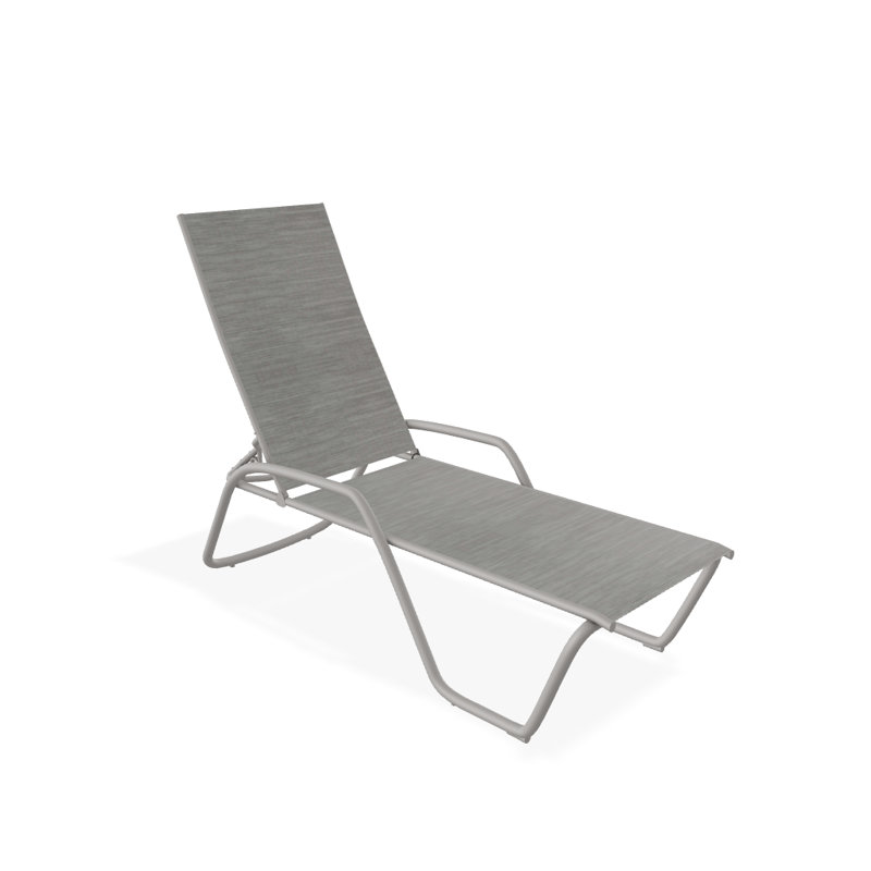 Outdoor Rust-Resistant Metal Chaise Lounge, Textured Warm Gray, Sicily