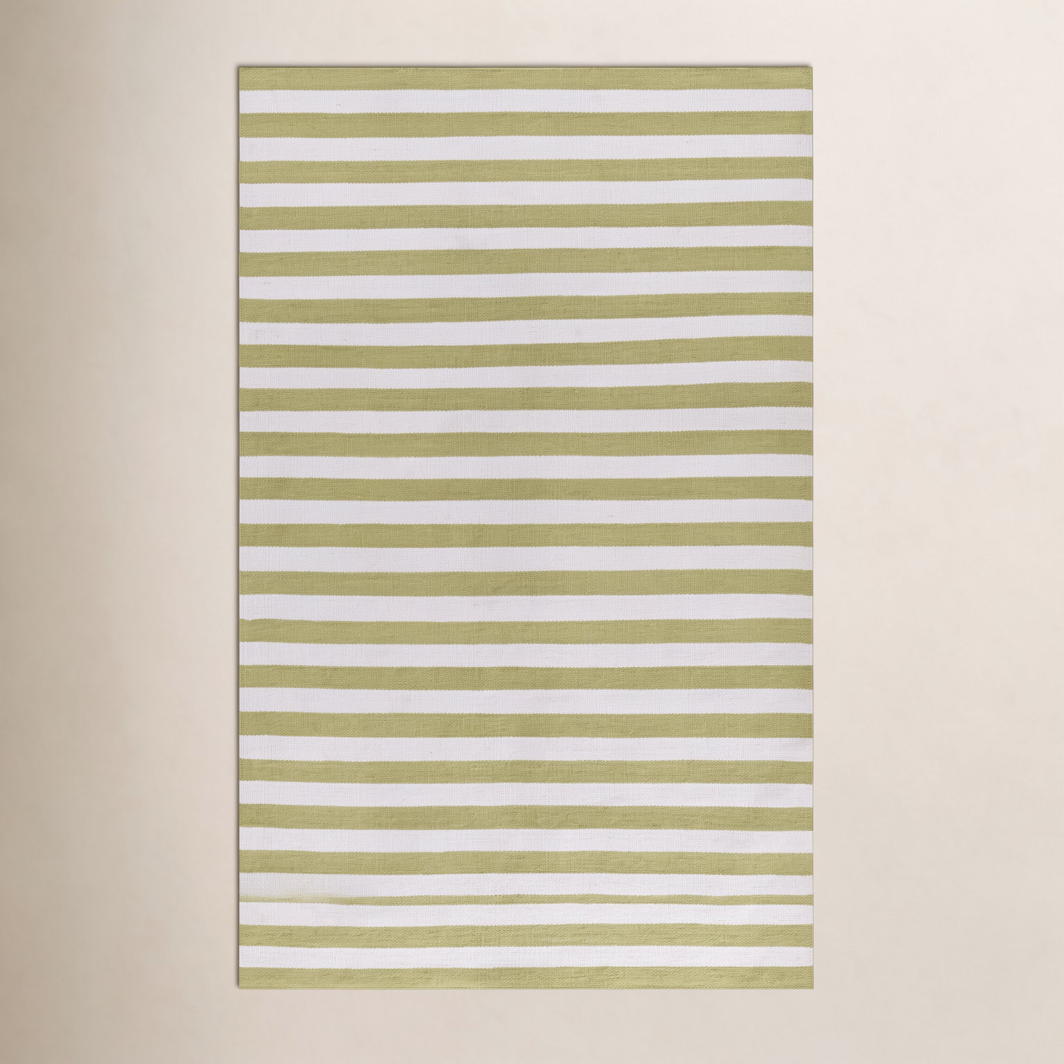 Rockaway Green Hand-Woven Striped Outdoor Rug, 5' X 8'