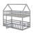 Sereno Solid Wood House Bunk Bed with Fence and Door-299017552