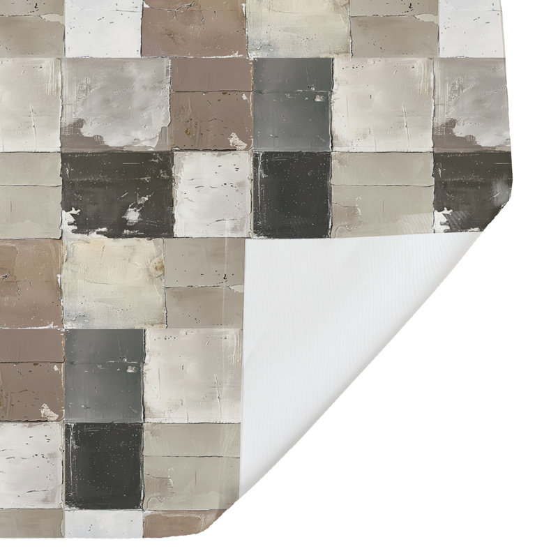 Rideau de douche Neutre 71 x 74, Gris neutre à carreaux