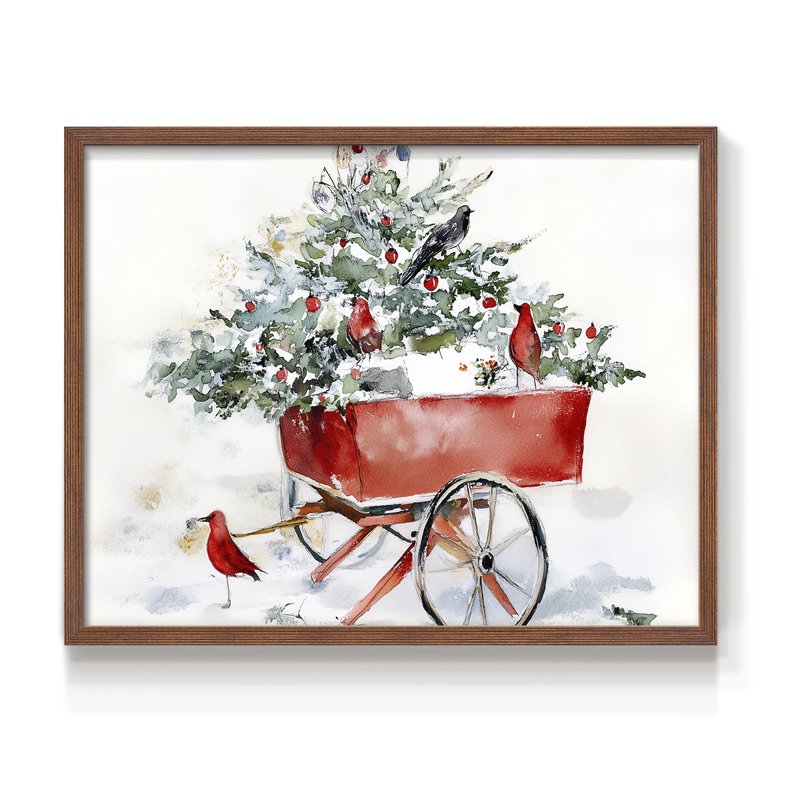 Art de Noël - Lxxi - reproduction encadrée - réversible, H 22 po x l 28 po, Noyer