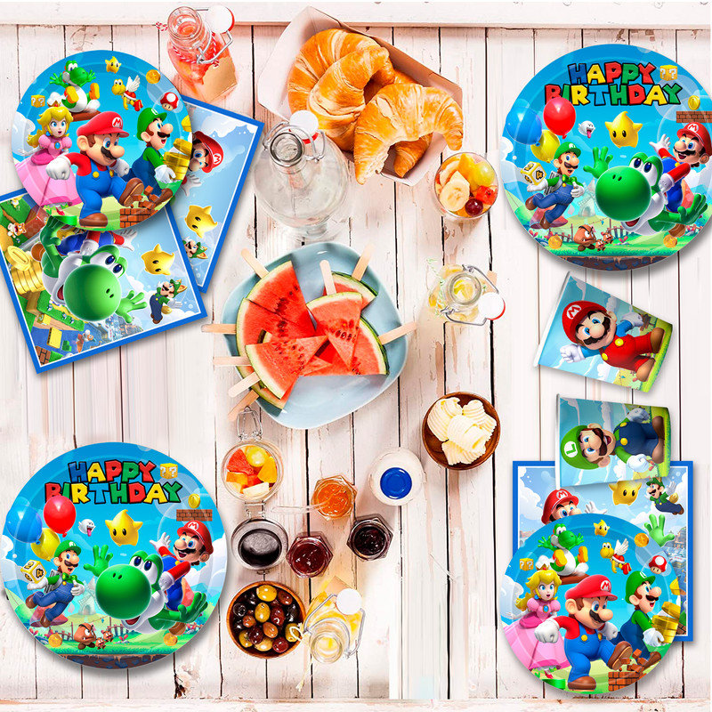 Mario Tableware, 101pcs Super Mario Party Decorations Tableware Set