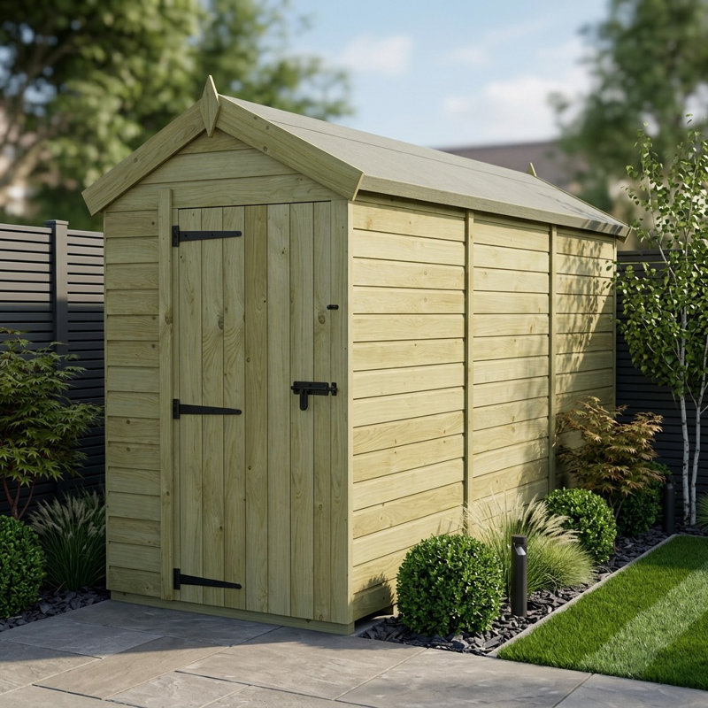 Total Sheds 5ft x 14ft Apex Garden Shed - Single Door - No Windows - Pressure Treated Timber - UK Manufactured