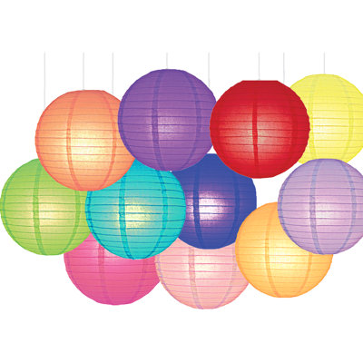 Paper Round Pendant Shade ( Clip On ) in Multicolour