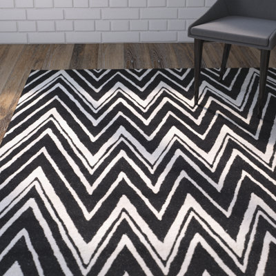 Stephen Hand Tufted Wool Black/Ivory Rug
