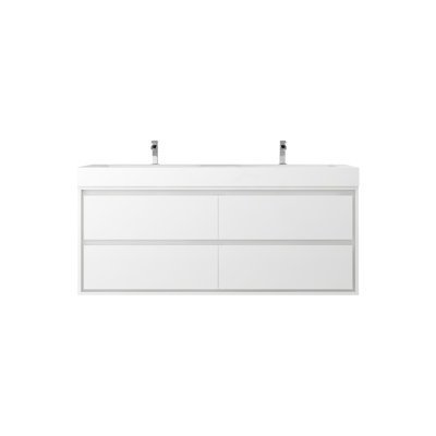 Base de meuble-lavabo mural 60 po avec dessus en acrylique renforcé Noble Moreno