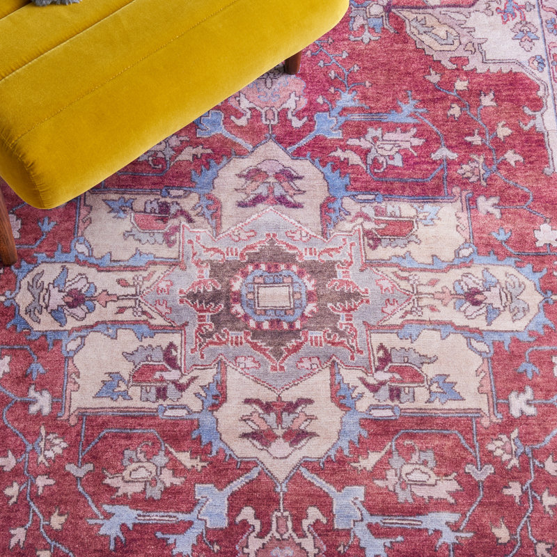 Sonia Oriental Red/Beige Power Loom Area Rug, Runner 2'6" x 14'
