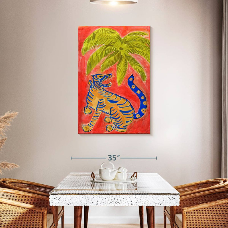 Brampt Tiger Under Palms, 45" H x 30" W