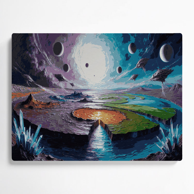 «Sci Fi Terraforming proces», art mural en métal mauve, H 12 po x l 18 po x P 0,05 po