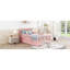 Lit simple en bois avec finition rose, garde-corps et plateforme de rangement fonctionnelle-613922793-613922794