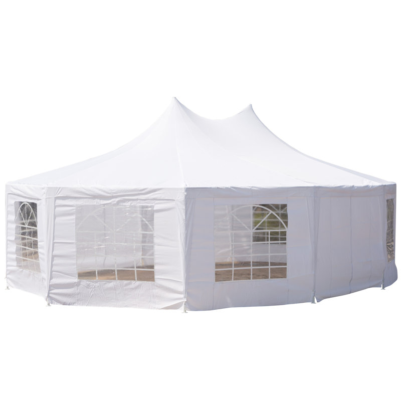 Outsunny Party Tent, Wedding Tent with Sidewalls, Heavy Duty Event Tent with 2 Doors and 6 Windows, Outdoor Gazebo Tent for Party