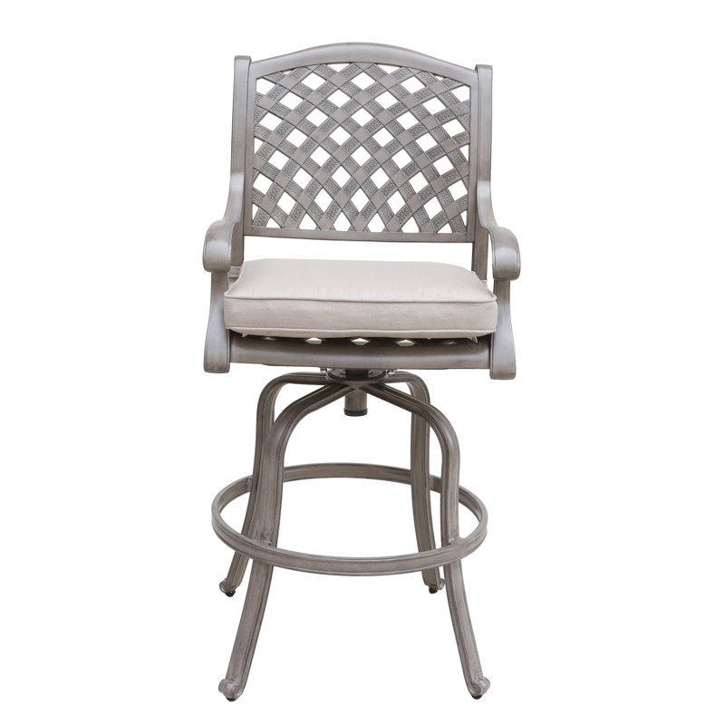 Tabouret de bar d'extérieur 30 po avec coussin Frej, Beige