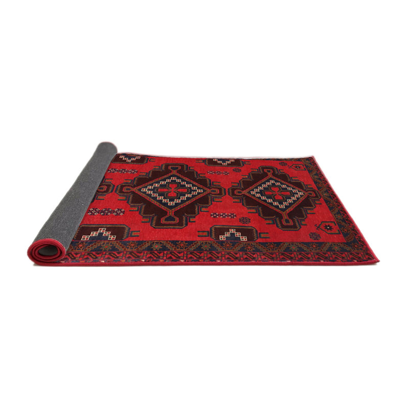 Tapis traditionnel rouge / noir Sefrou, Rond 7 pi