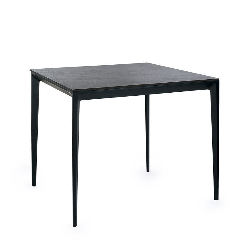 Dagon Stone Top Metal Base Dining Table, H74 x L80 x W80cm, Slate Grey