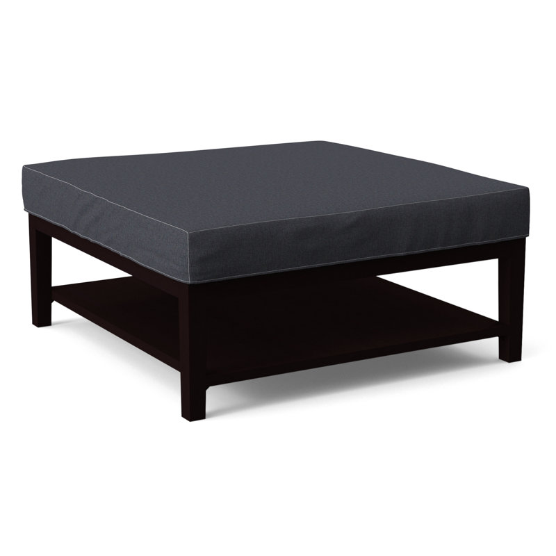 Hammond Square Ottoman, Light Blue and White Stripe; 0256-54, Java Finish