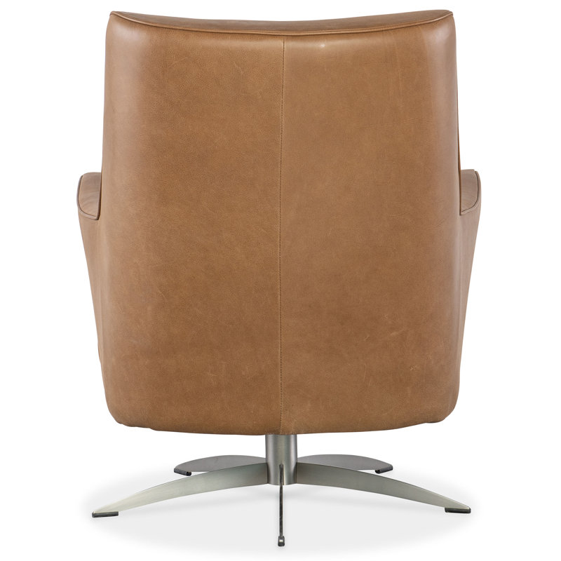 CC 29.5'' Wide Genuine Leather Top Grain Leather Swivel Armchair