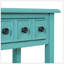 Table d'entrée avec 2 tiroirs, console rustique avec tablette ouverte et pieds en bois d'hévéa TREXM pour les entrées, les salons et les couloirs (bleu sarcelle)-130050151