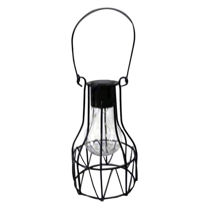 6.5" Black Geometric LED Outdoor Hanging Lantern