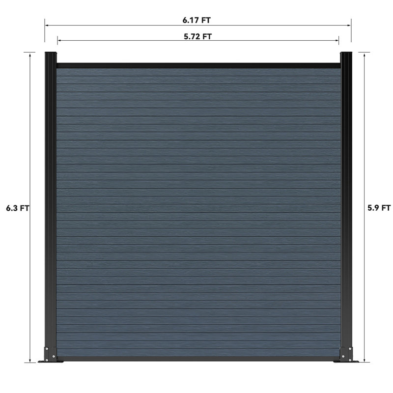 Clôture d'intimité en composite résistante au vent de 6,2 pi H avec poteau pour patio, cour arrière, jardin, Gris, 2