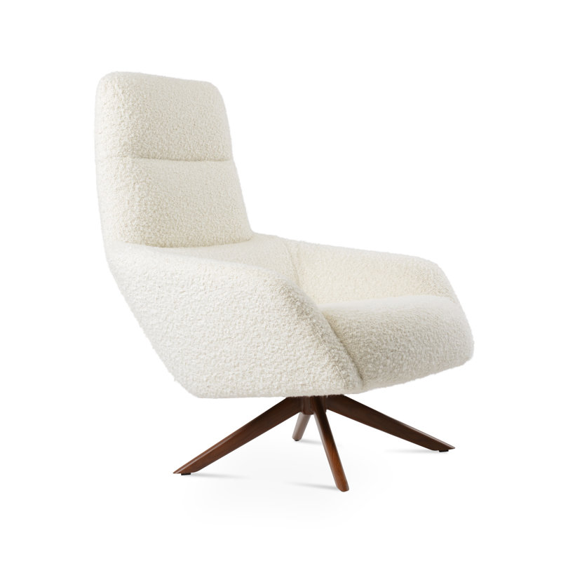 Fauteuil Sword, Laine blanc cassé, Noyer
