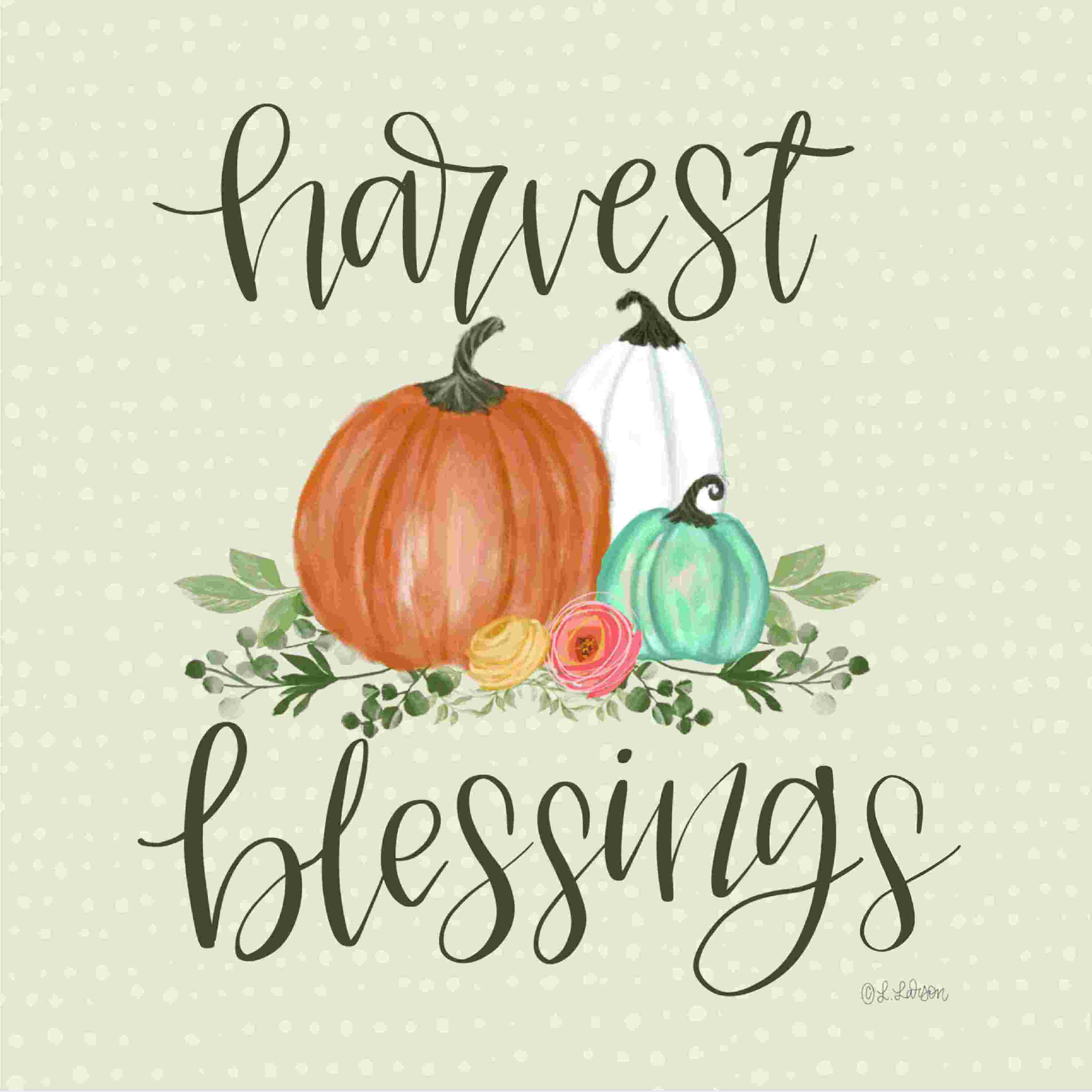 Harvest blessings pumpkin cart personalized decorative tea towel